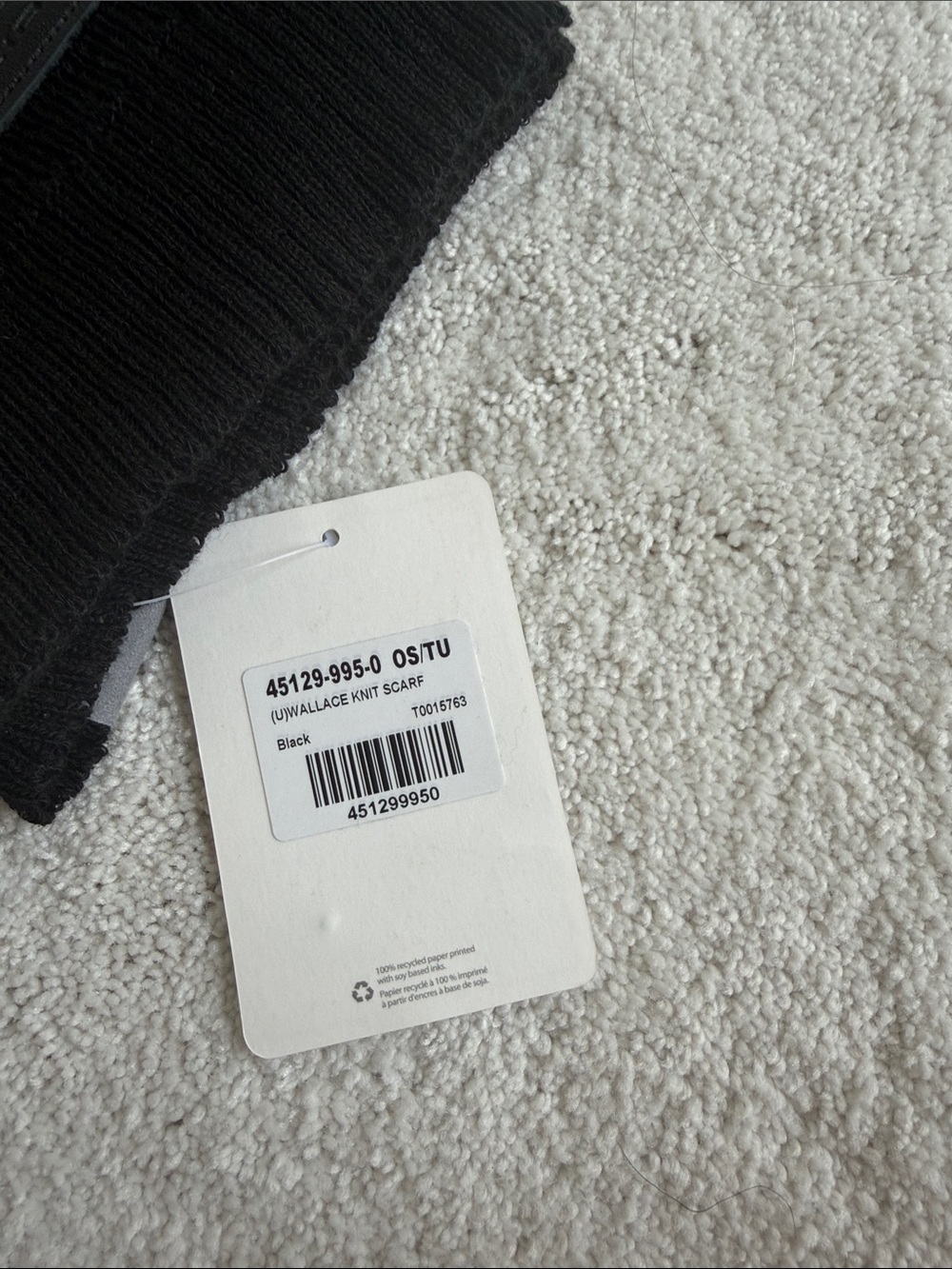 Black Ribbed Scarf - Unbranded - Picture 3 of 3